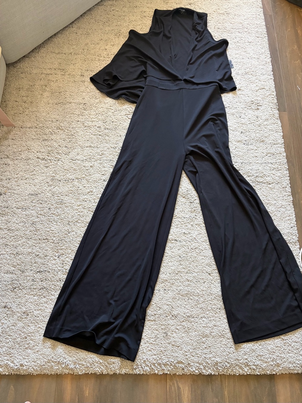 Nasty Gal Black Deep V Wide-Leg Jumpsuit